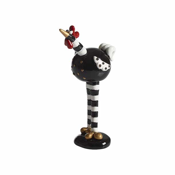 Nääsgränsgården Gyllenkrok 12 cm - Høne Figur - Med Stribede Ben - Sort