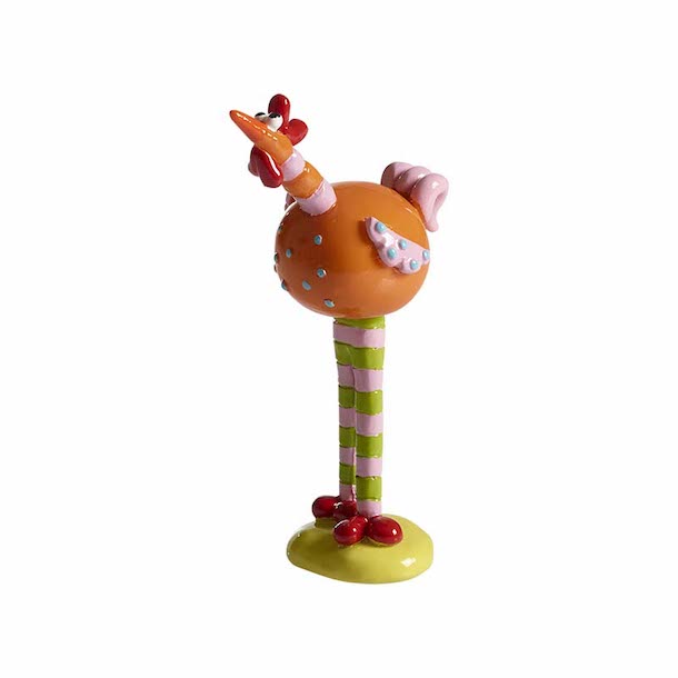 Nääsgränsgården Gyllenkrok 12 cm - Høne Figur - Med Stribede Ben - Orange