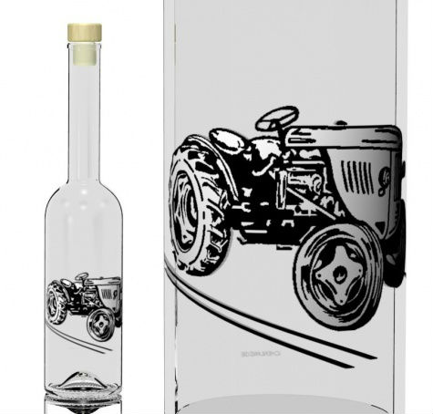 Billede af Glasflaske med traktor - 500 ml.