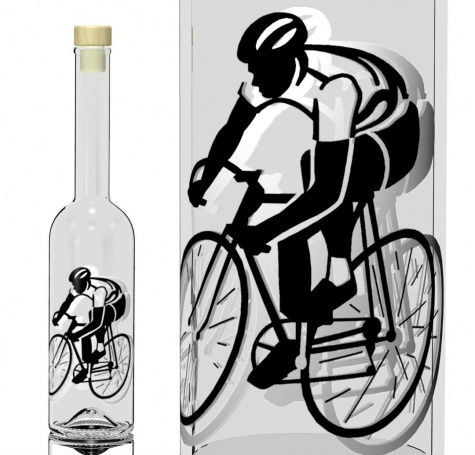 Billede af Glasflaske - Flaske med cykelrytter - 500 ml.