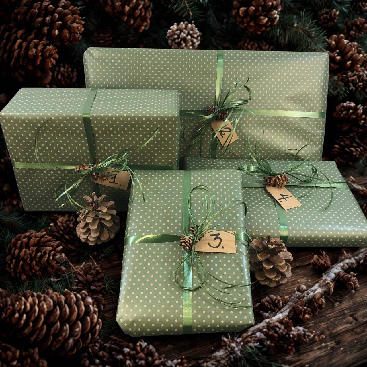 Adventsgaver til et par 1400,- kr. 4 gaver til et par et mix af spiselige gaver og pynt.