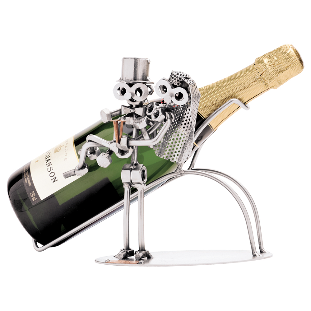 Billede af Metalfigur - Champagne holder m/brudepar