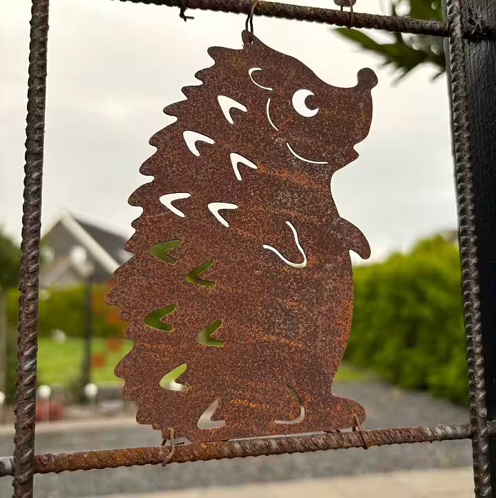Dekoration til rionet Pindsvin i cortenstål