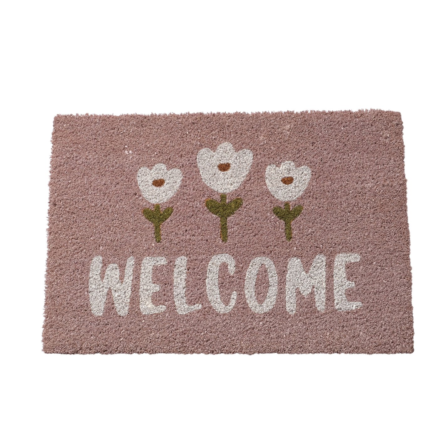 Dørmåtte 40x60 - Kokos dørmåtte med blomster