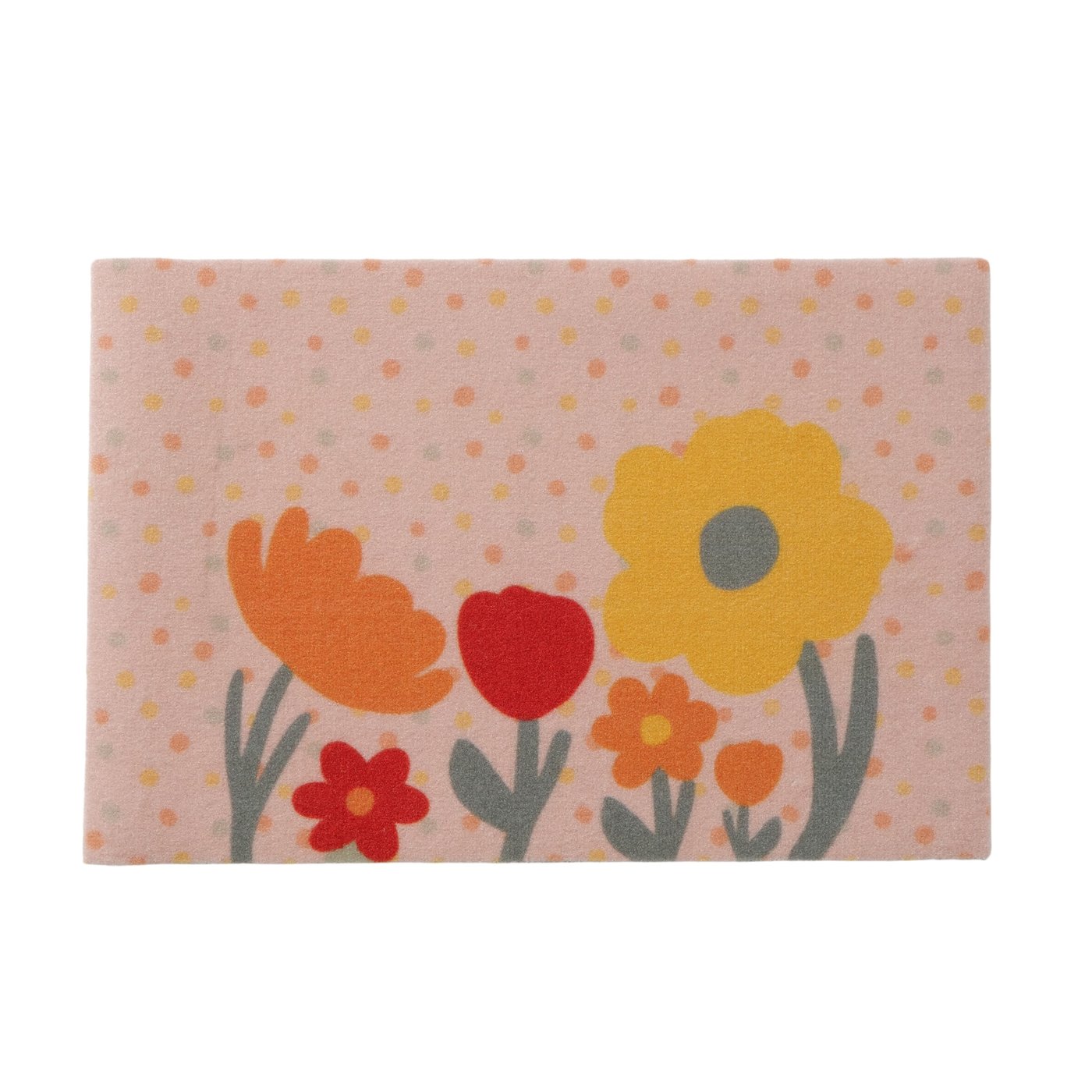 Dørmåtte med blomster - Måtte 60x40 cm. - Vaskbar dørmåtte