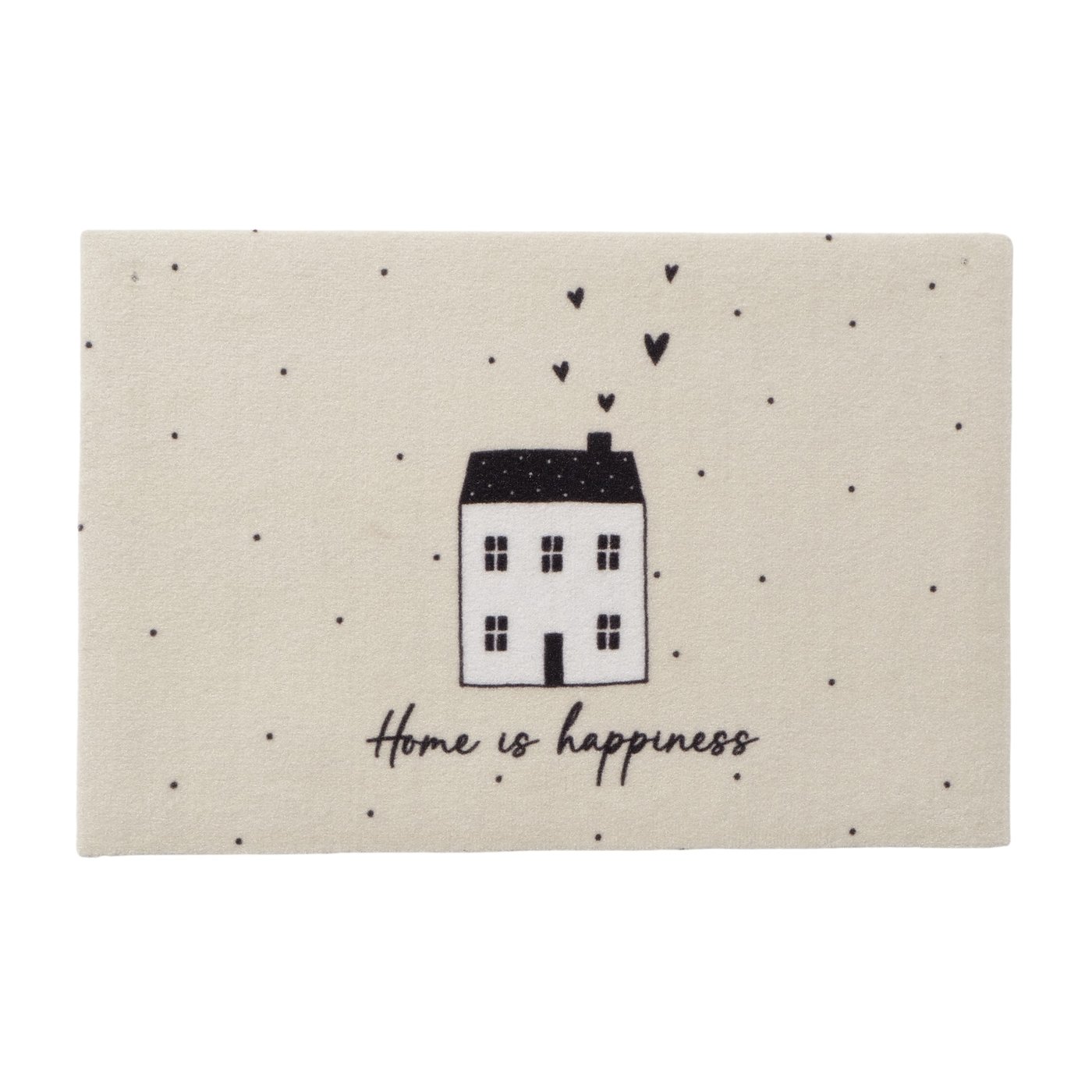Dørmåtte med tekst - Home is happiness - 60x40 cm.