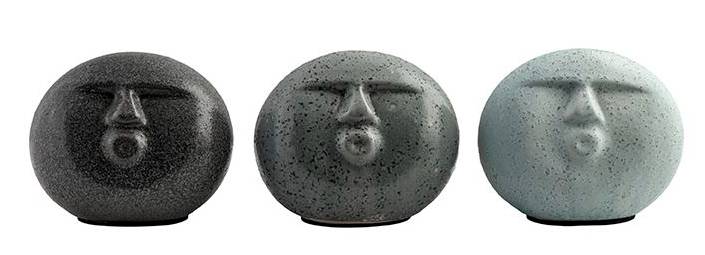 Figur Face sæt/3 stk. Grøn mix | Moderne keramikfigurer til dit hjem