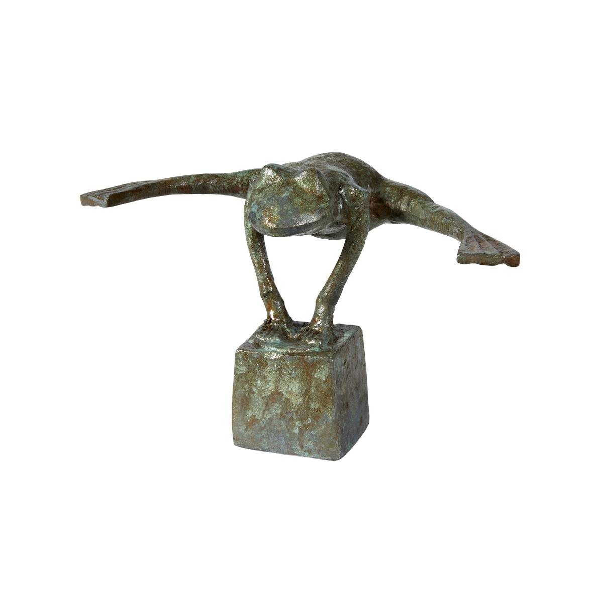 Figur Frø Split Antik grøn