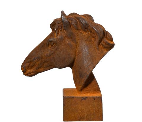 Figur - Hest - Hestehoved i metal