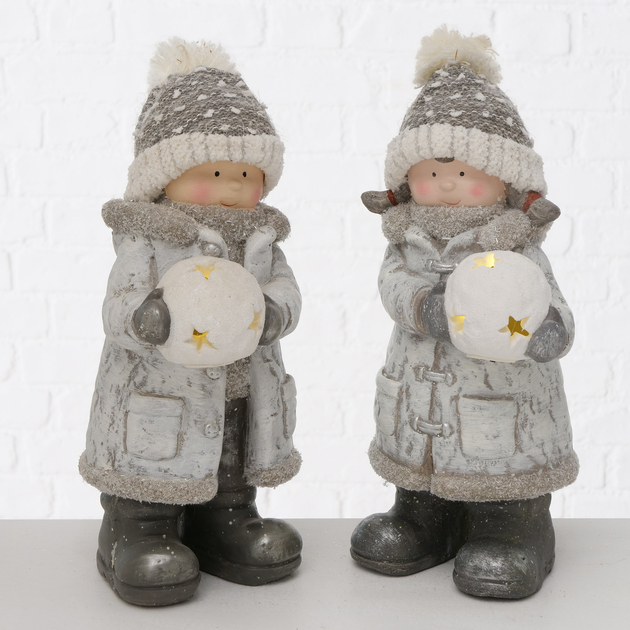 Figur - Vinterbørn med led lys