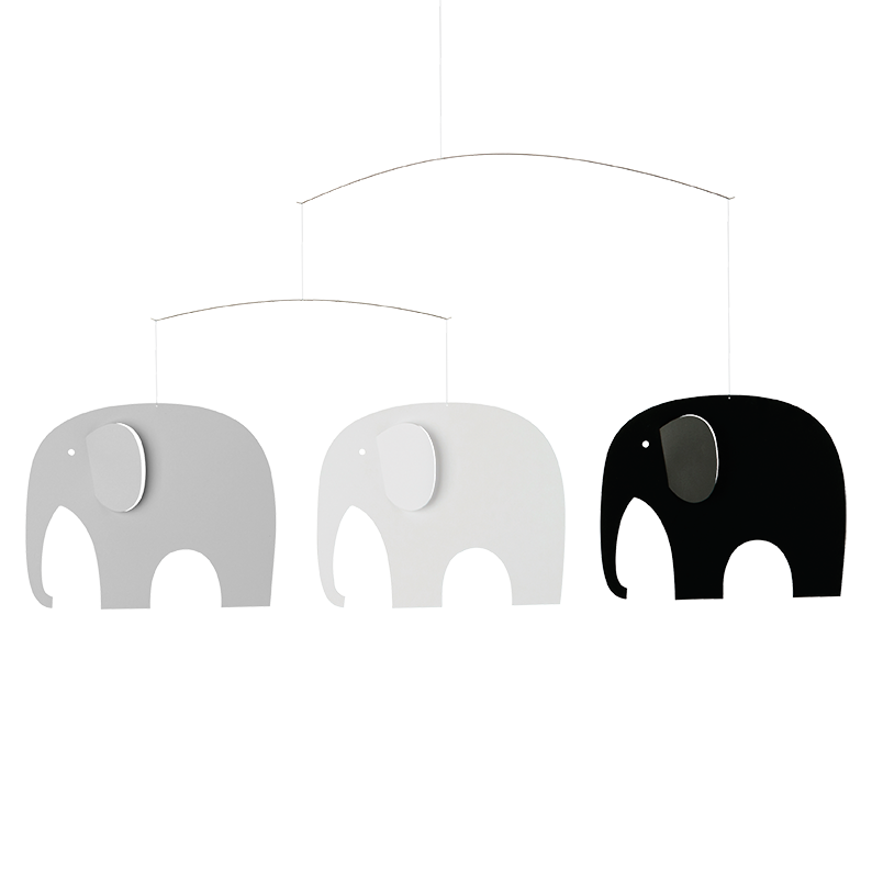 Flensted Mobiles - Design Uro - Elefant Komsammen - Grå Nuancer
