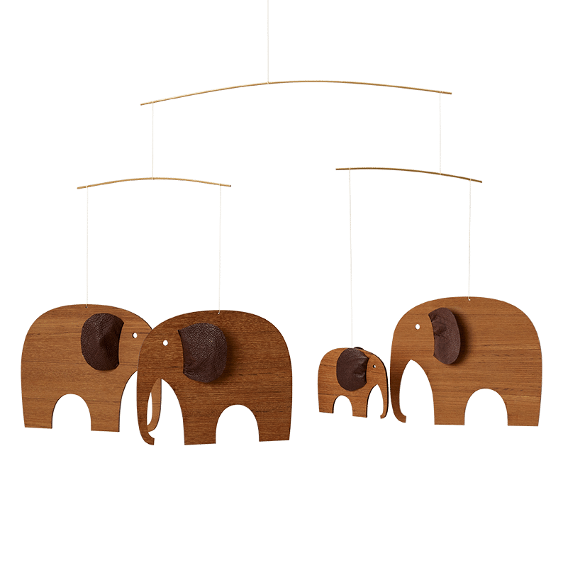 Flensted Mobiles - Design Uro - Elefantkomsammen - I Teaktræ