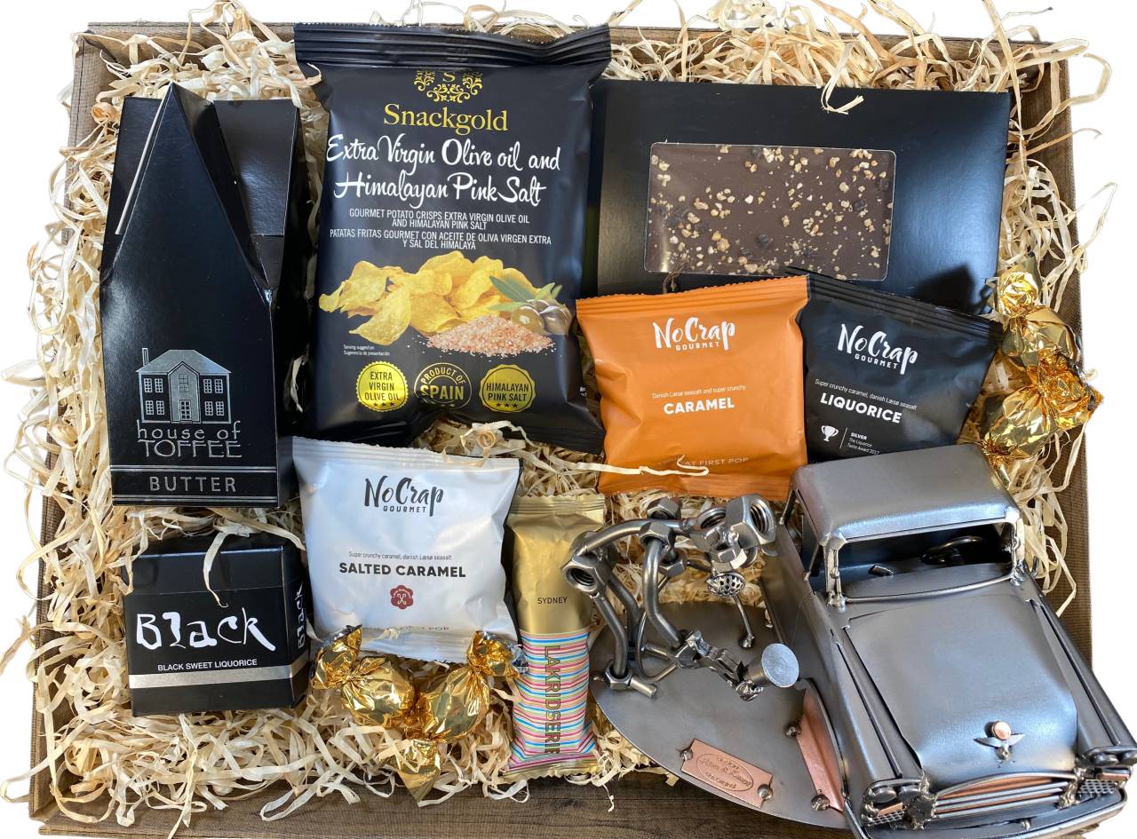 Gavekurv med metalfigur - Autolakerer - Vognmaler - Lækkerier