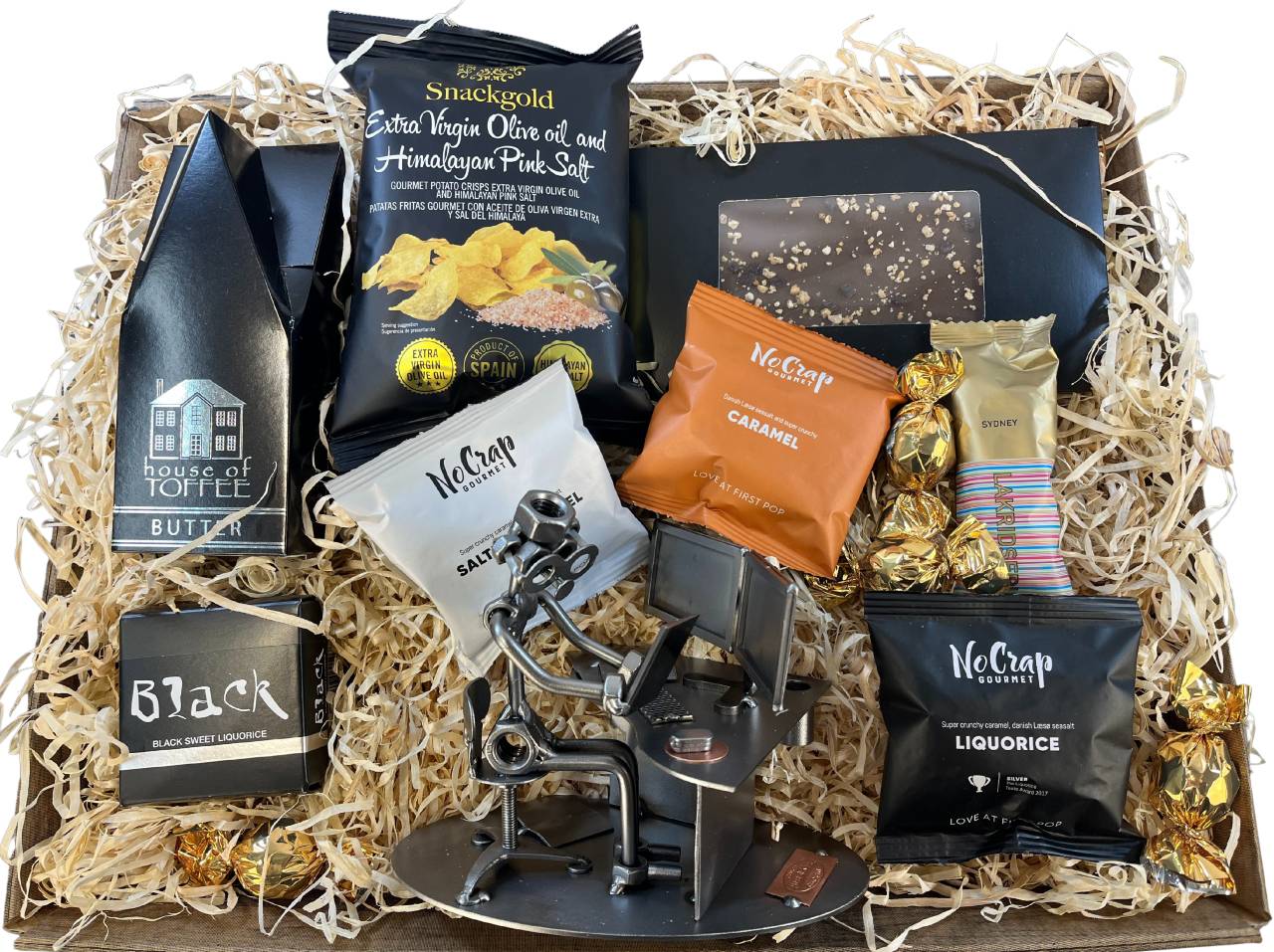 Gavekurv med metalfigur - Bygningskonstruktør - Multimediedesigner - Mand - Lækkerier