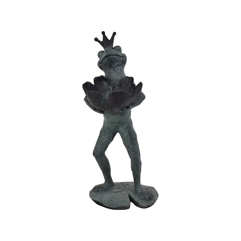 Havefigur - Frø med fuglebad