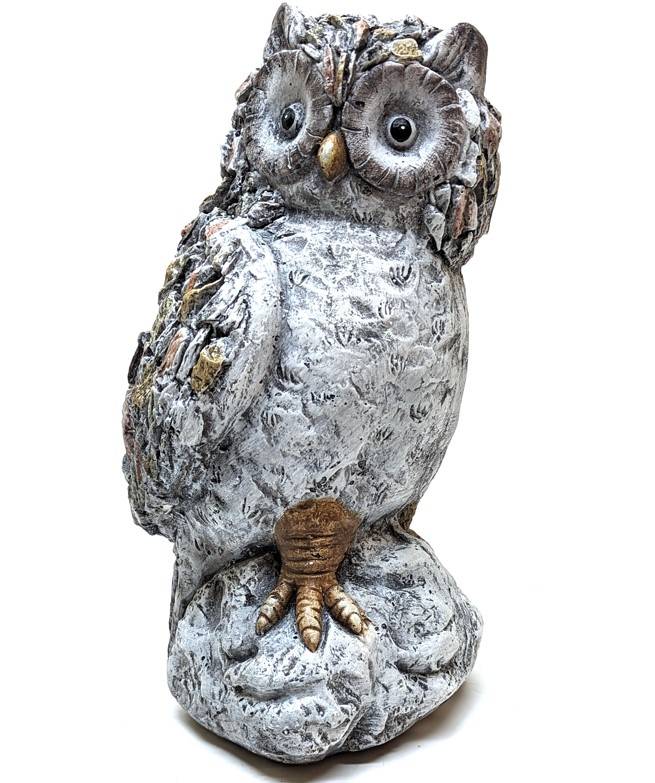 Havefigur - Ugle på sten - H 41 cm