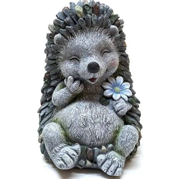 Havefigur pindsvin med blomst