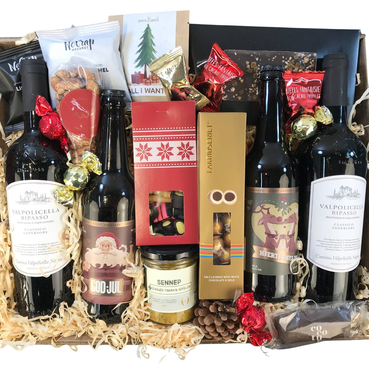 Julekurv - Vin og julelækkerier