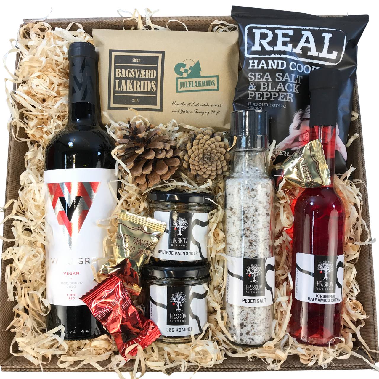 Julekurv - Vin og lækkerier