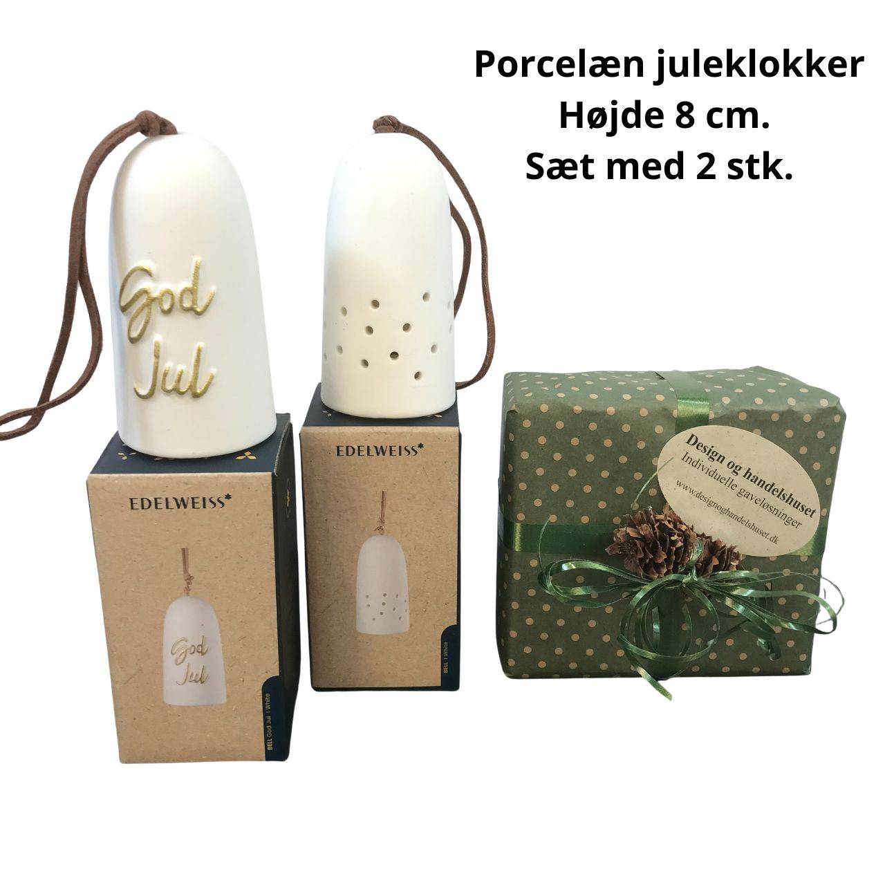 Juleophæng Porcelænsklokker Sæt med 2 stk.