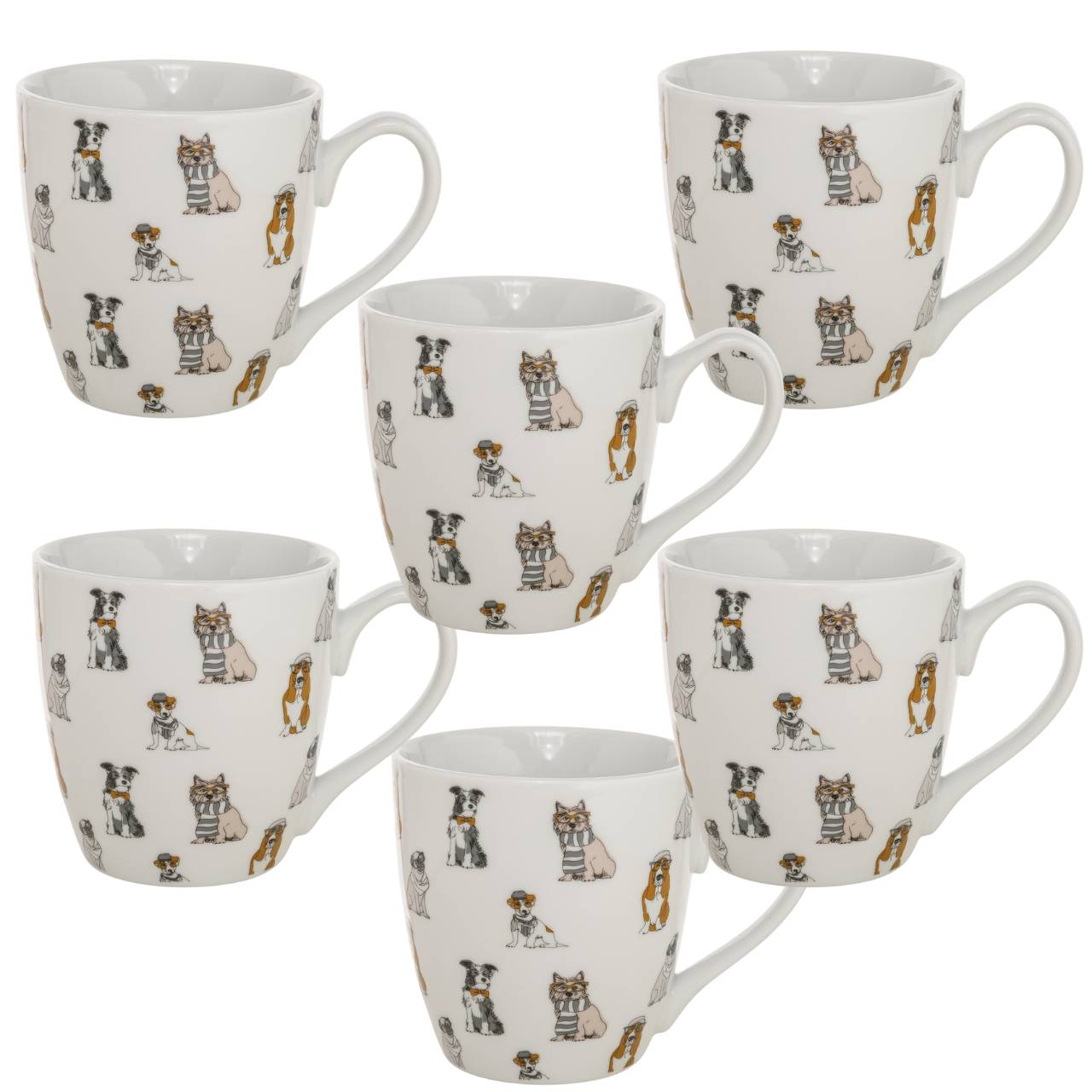 Hunde Krus - Jumbo krus med hunde - 6 stk.