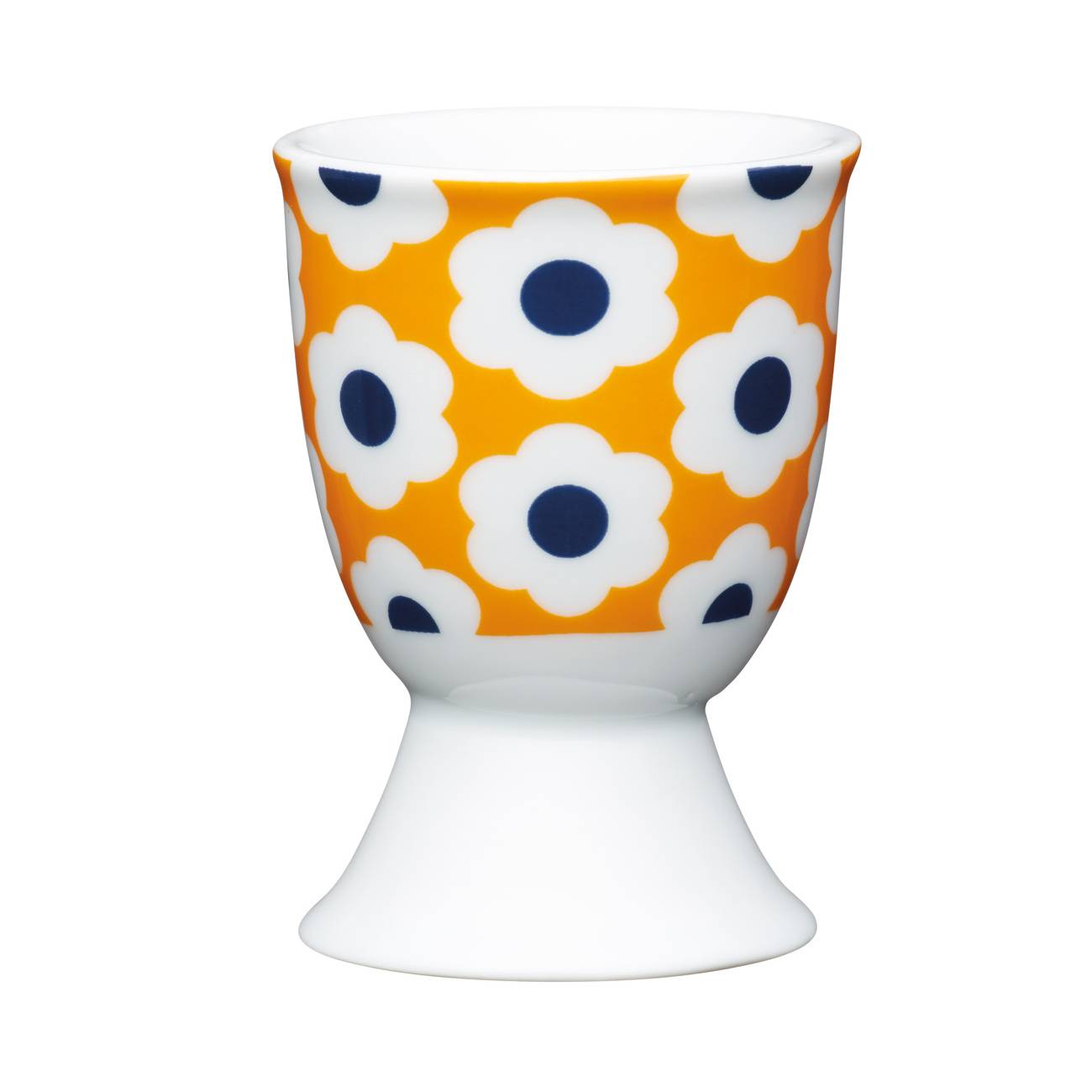 Porcelæn Æggebæger 7cm - Retro Blomster - Gul