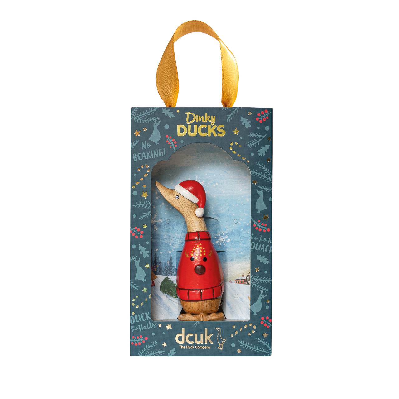 Dcuk Dinky Duck med rød julesweater og nissehue