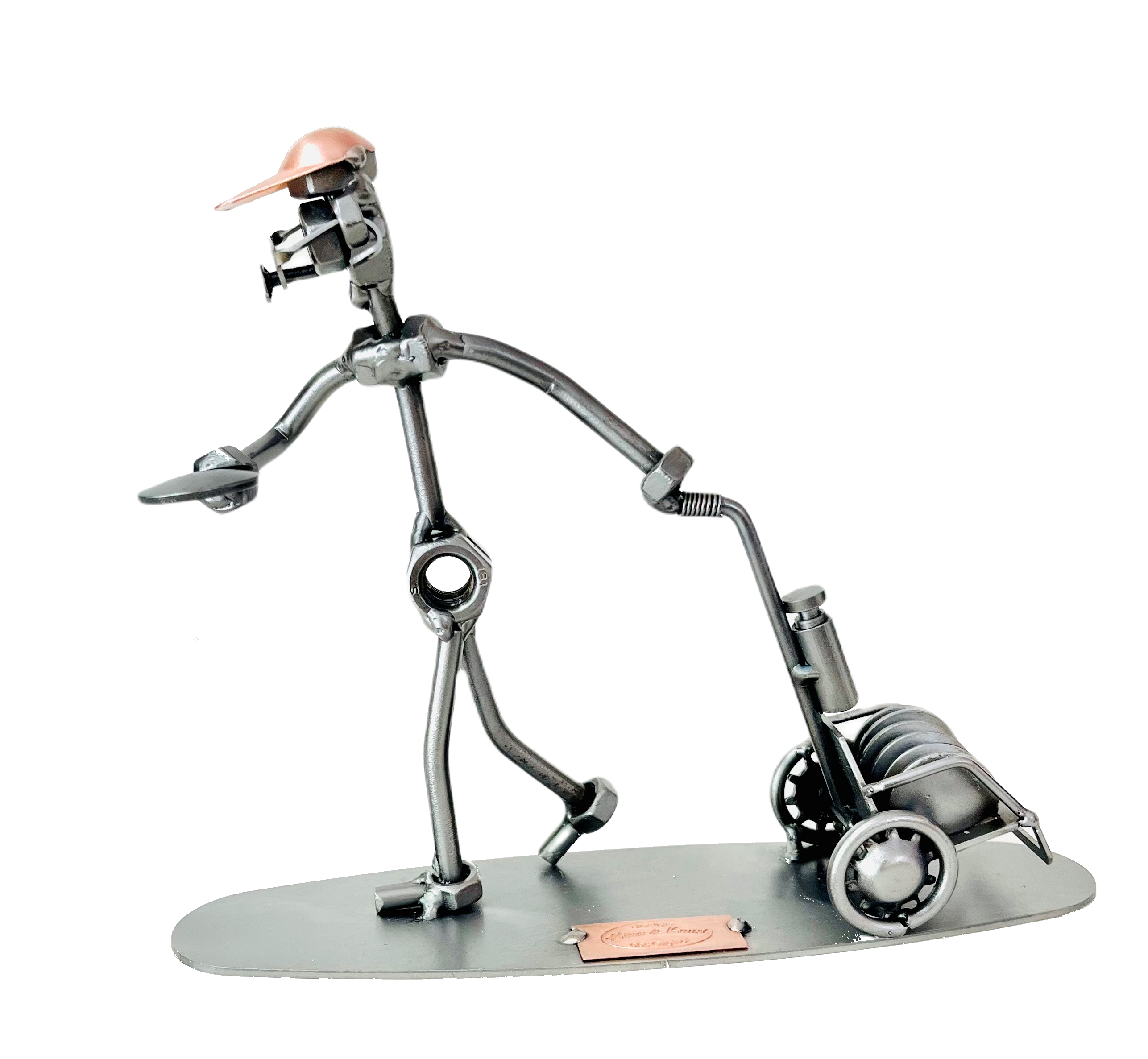 Metalfigur - Discgolf Spiller Med Vogn