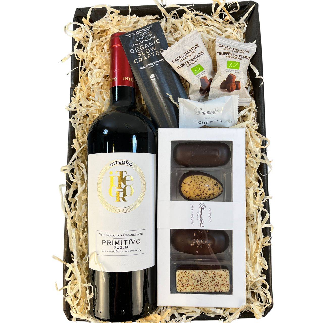 Økologisk gavekurv - Vin og chokolade