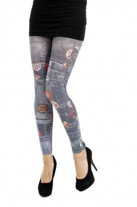 Pamela Mann - Leggings - Denim Rockabilly print 44-46: Højde: 152-170 cm Hoftemål: 106-109 cm