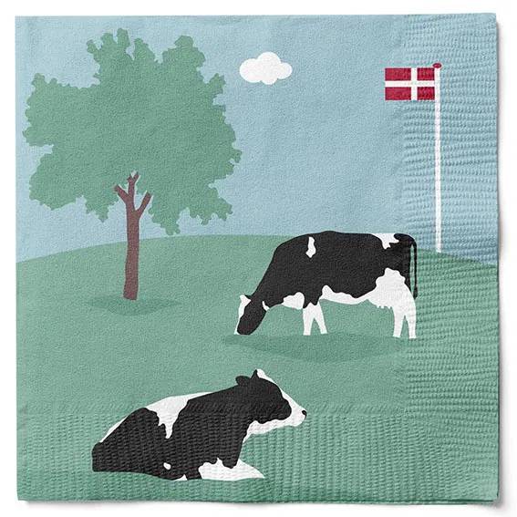 Servietter med malkekøer - Servietter 33x33 cm