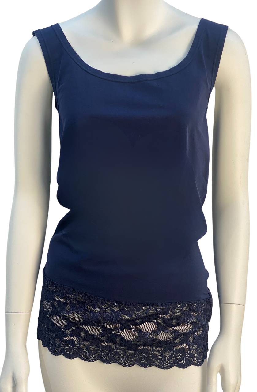 Tim og Simonsen - Top med blondekant - Navy L/XL