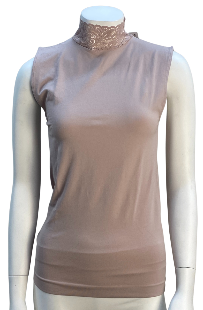 Tim og Simonsen - Top med blonde krave - Rosa L/XL