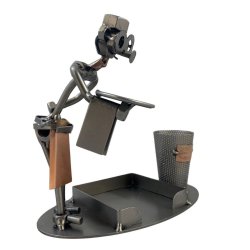 Metalfigur - Tjener m/memo og pen holder.