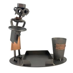 Metalfigur - Tjener m/memo og pen holder.