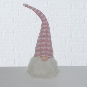 Nisse Kurt med lyserd hue med hjerter