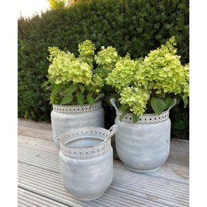 Krukker til haven - Metal potter St 3 stk.