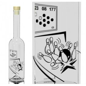 Glasflaske - Flaske med bowling motiv - 500 ml. 