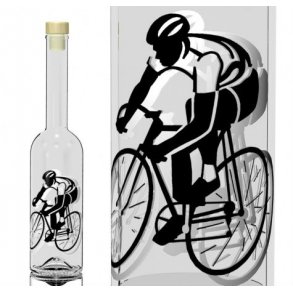 Glasflaske - Flaske med cykelrytter - 500 ml. 