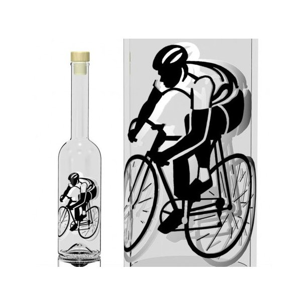Glasflaske - Flaske med cykelrytter - 500 ml. 
