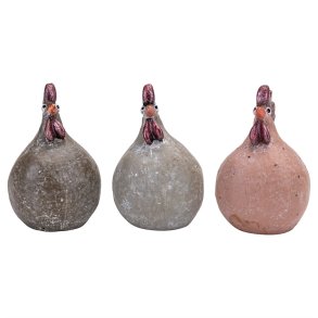 Nsgrnsgrden Hne figurer 5,2 cm - St med 3 stk. - lysgr, terracotta, gr