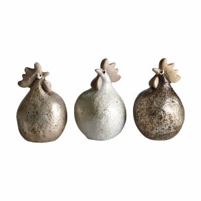 Nsgrnsgrden Shimmer Hne figurer 5,2 cm - St med 3 stk.- Sort, Hvid, Sand