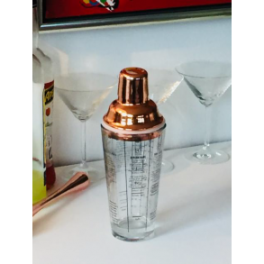 Kobber - Shaker i glas med kobberlg