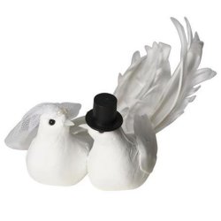 Bryllupsfigur - Hvide duer med hat og slr