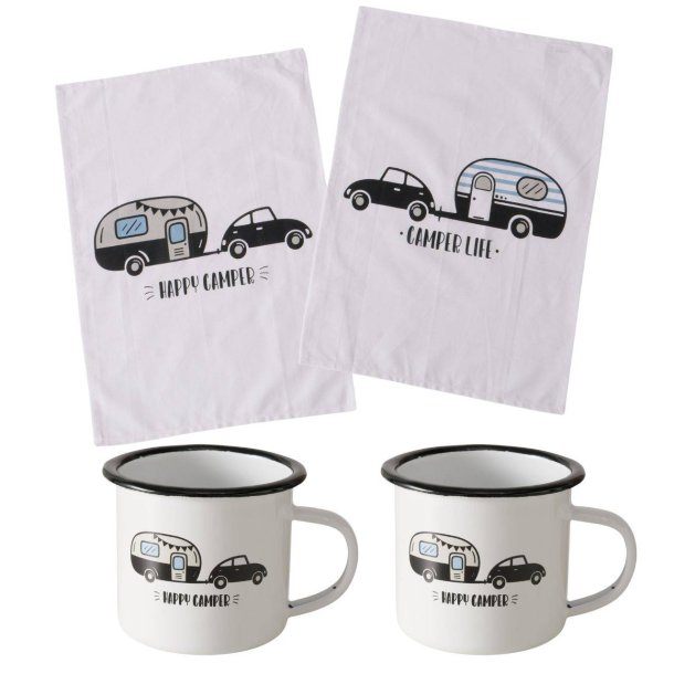 Campings�t � Krus og viskestykker � Happy Camper