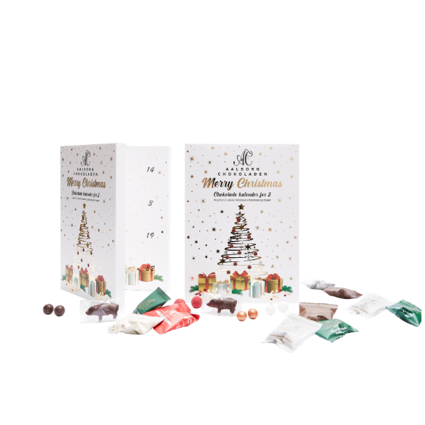 Julekalender for 2 fra Aalborg Chokoladen med 48 stk. blandet chokolade