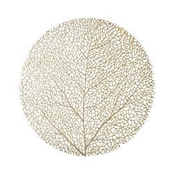 Dkkeserviet - Guld farvet dkkeserviet i smukt bladmnster