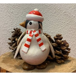 Dcuk - Tr Pingvin 15cm - Med Hue og Halstrklde - Sort - Kigger Til Venstre