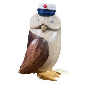 Dcuk - Tr Ugle 14cm - Mrkebl Studenterhue - Kigger til venstre