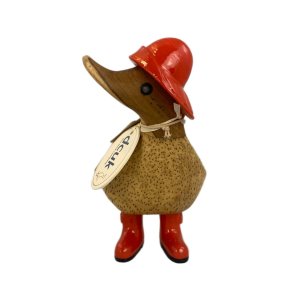 Dcuk Tr�and11 cm - Med Gummist�vler og Regnhat - R�d - Kigger Til Venstre